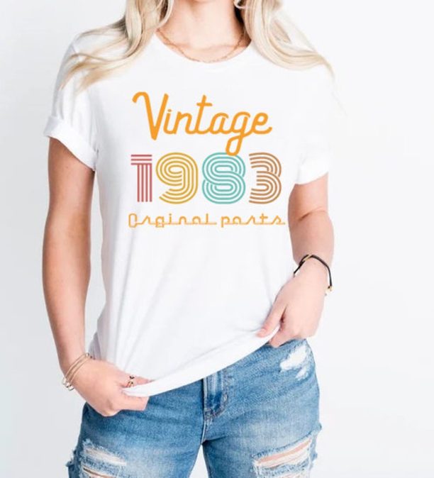 40th Birthday Shirt,Vintage 1983 Shirt,40th Birthday Gift for Women,40th Birthday Shirt Men,Original Parts Vintage Shirt