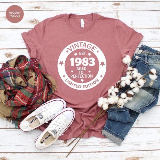 40th Birthday Shirt, Vintage Birthday Gift, Gift for Her, Vintage 1983 Birthday Shirt, Custom Birthday Shirt