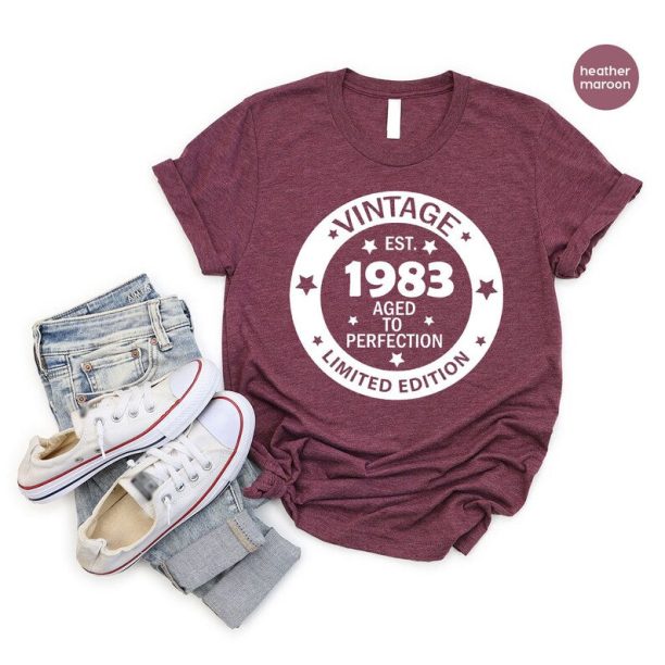 40th Birthday Shirt, Vintage Birthday Gift, Gift for Her, Vintage 1983 Birthday Shirt, Custom Birthday Shirt