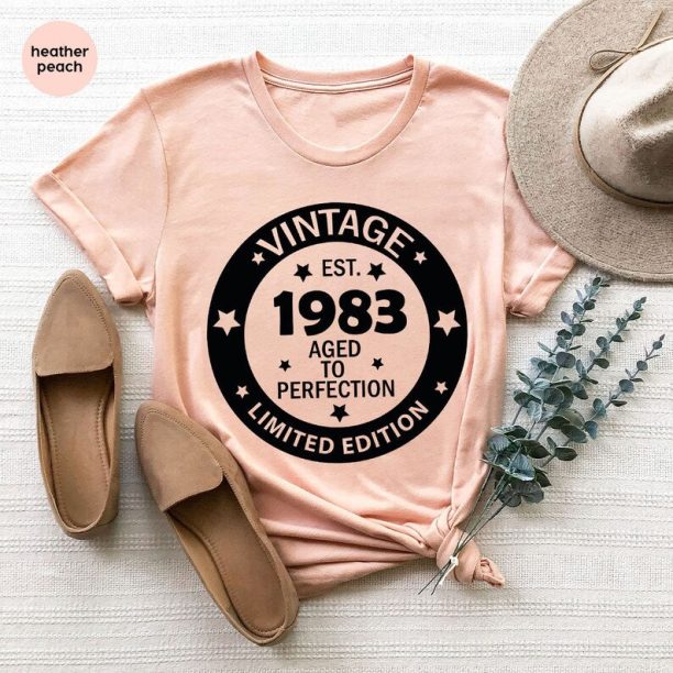 40th Birthday Shirt, Vintage Birthday Gift, Gift for Her, Vintage 1983 Birthday Shirt, Custom Birthday Shirt