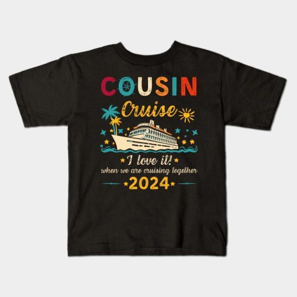 Funny Cousin Cruise 2024 Retro Family Matching Reunion Trip Kids T-Shirt