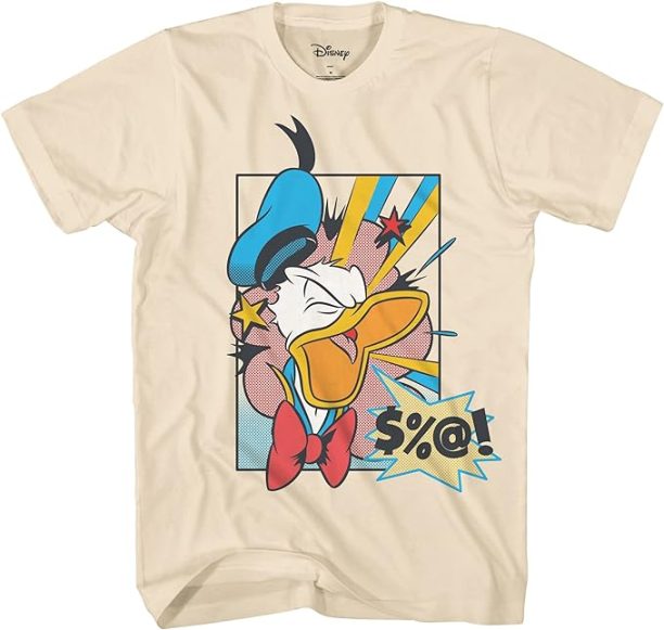 Donald Duck Pop Angry Classic Vintage Disneyland World Men’s Adult T-Shirt