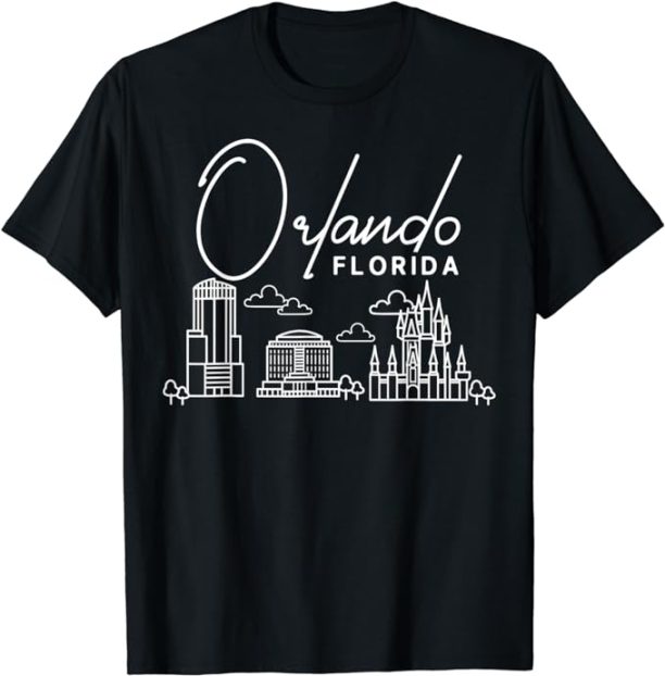 Orlando Florida City Skyline Map Travel T-Shirt