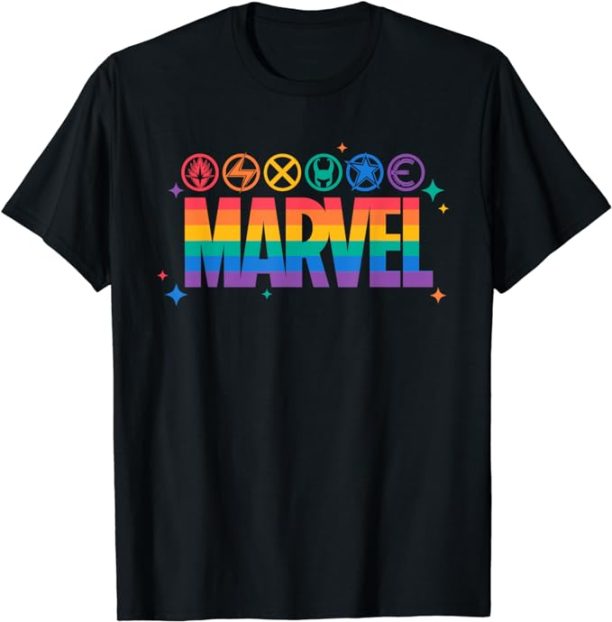 Marvel Pride Rainbow Logo Proud Heroes Symbols T-Shirt