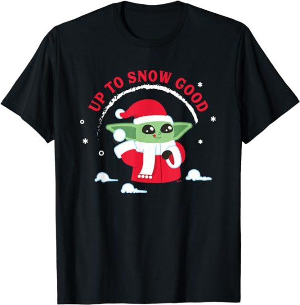 Star Wars The Mandalorian Grogu Up to Snow Good Holiday T-Shirt