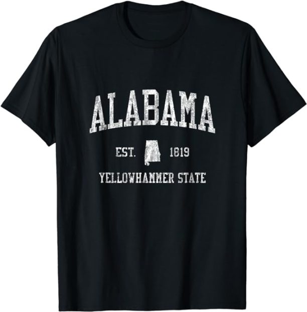 Alabama T-Shirt Vintage Sports State Design Tee