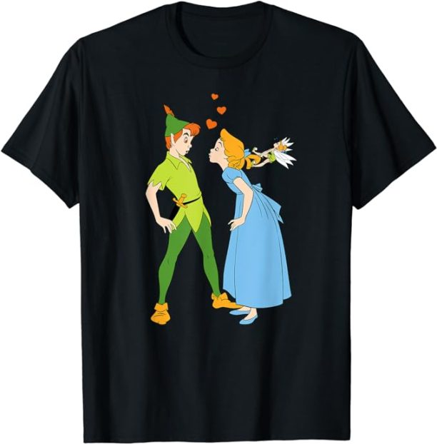 Disney Peter Pan and Wendy Darling Kiss Valentine’s Day T-Shirt