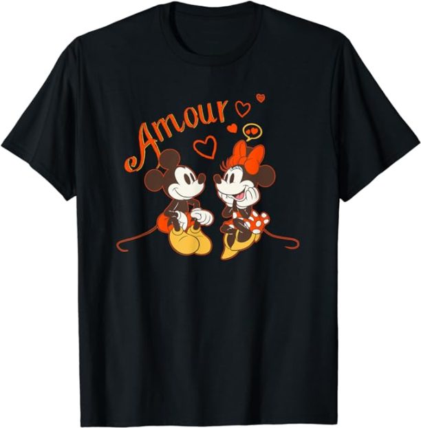 Disney Mickey & Minnie Mouse Love Amour Valentine T-Shirt