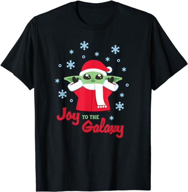 Star Wars The Mandalorian Grogu Joy to the Galaxy Holiday T-Shirt