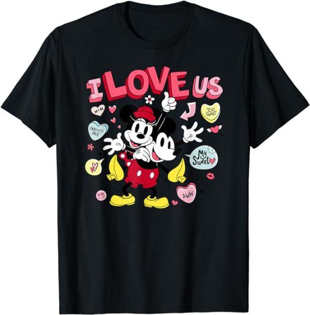 Disney Mickey & Minnie I Love Us Valentine’s Day Retro T-Shirt