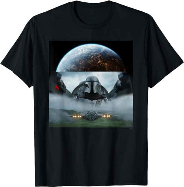 Star Wars The Mandalorian Season 3 Coruscant & Starfighters T-Shirt