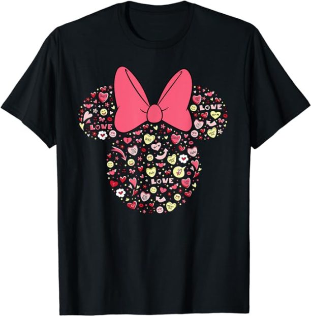 Disney Minnie Mouse Head Filled with Love Valentine’s Day T-Shirt