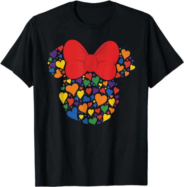 Disney Minnie Mouse Icon Retro Rainbow Hearts T-Shirt