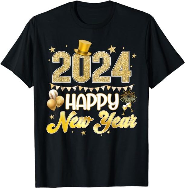 New Years Eve Party Supplies 2024 Happy New Year Fireworks T-Shirt