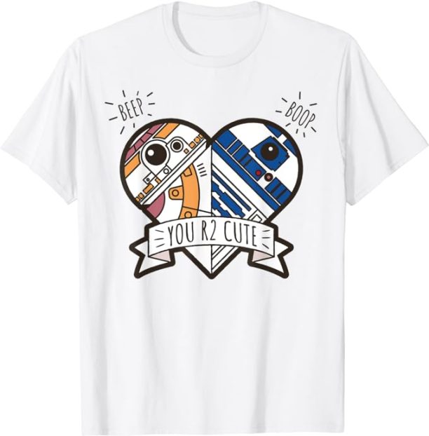 Star Wars R2-D2 BB-8 Droid Heart Valentine's Day T-Shirt