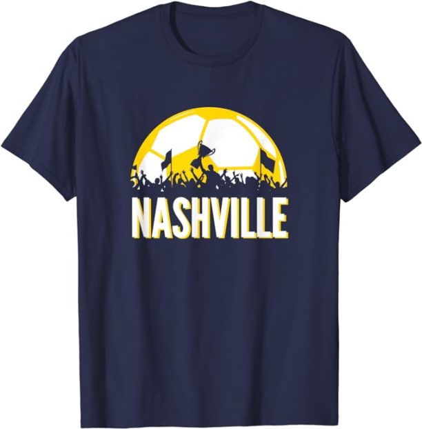Nashville Soccer Shirt with Soccer Fan Futbol Silhouette