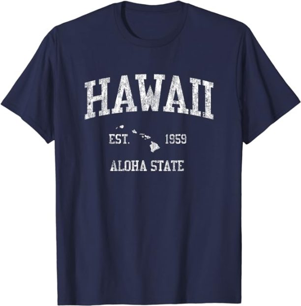 Hawaii T-Shirt Vintage Sports Design Hawaiian Islands HI Tee