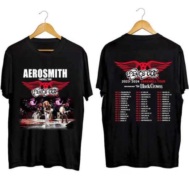 Vintage Aerosmith 2023 – 2024 Peace Out Farewell Tour with The Black Crowes Tour Shirt,Aerosmith Band Fan Shirt,Aerosmith 2023 Concert Shirt