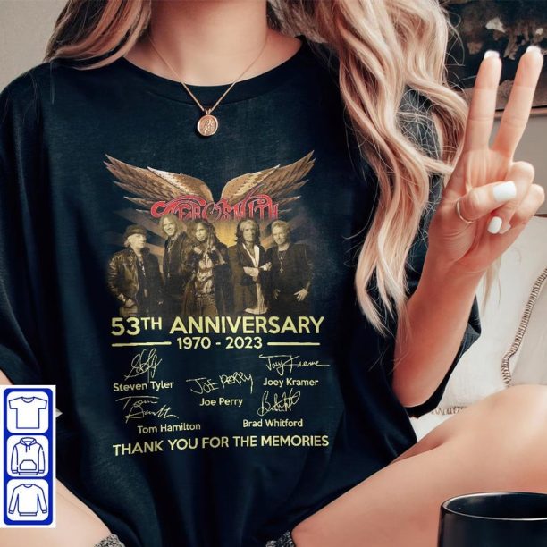 Aerosmith 53rd Anniversary 1970 - 2023 Signatures Shirt, Peace Out Farewell Tour with The Black Crowes Tour Shirt, Aerosmith Band Fan Shirt