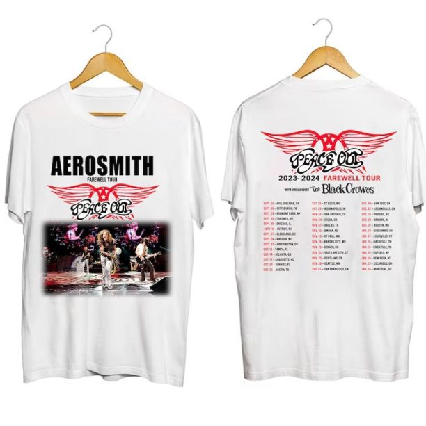 Vintage Aerosmith 2023 – 2024 Peace Out Farewell Tour with The Black Crowes Tour Shirt,Aerosmith Band Fan Shirt,Aerosmith 2023 Concert Shirt