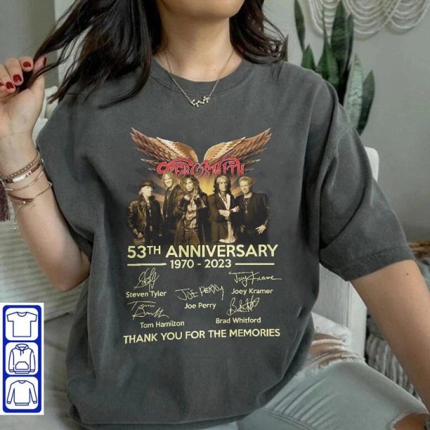 Aerosmith 53rd Anniversary 1970 - 2023 Signatures Shirt, Peace Out Farewell Tour with The Black Crowes Tour Shirt, Aerosmith Band Fan Shirt