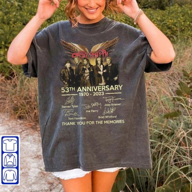 Aerosmith 53rd Anniversary 1970 - 2023 Signatures Shirt, Peace Out Farewell Tour with The Black Crowes Tour Shirt, Aerosmith Band Fan Shirt