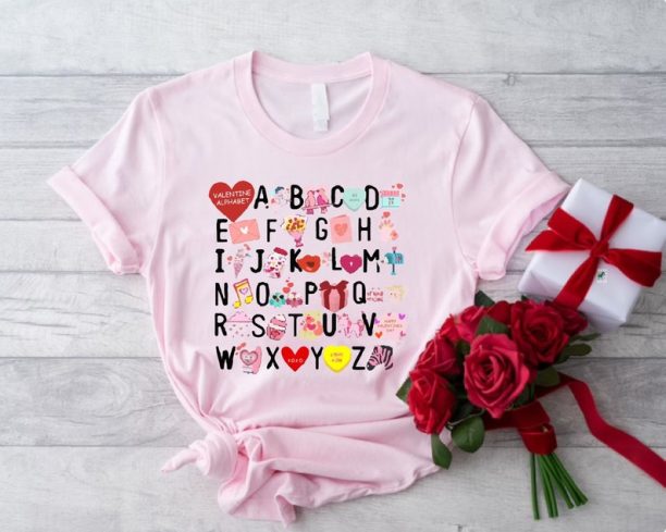 Valentine Alphabet I love you Valentine Day T-Shirt