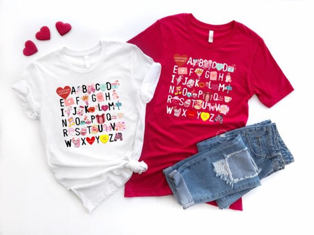 Valentine Alphabet I love you Valentine Day T-Shirt