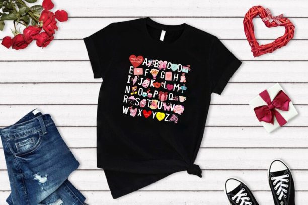 Valentine Alphabet I love you Valentine Day T-Shirt