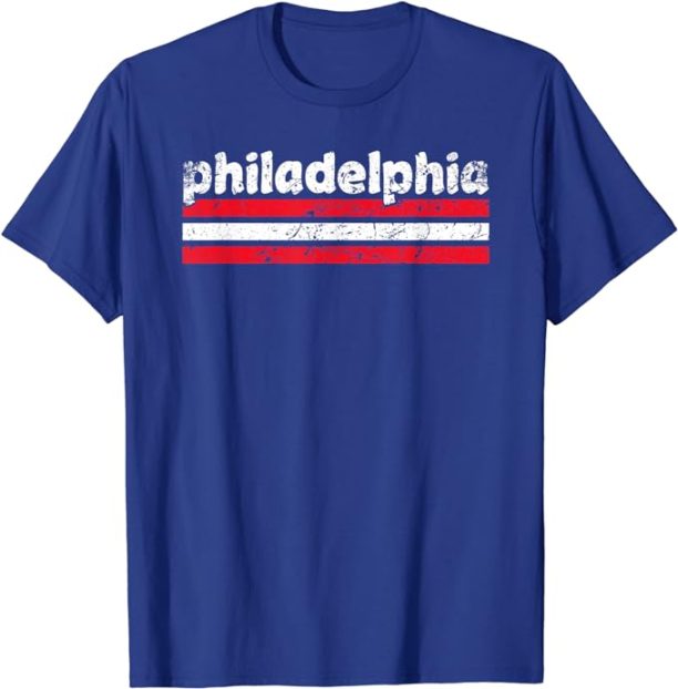 Philadelphia Pennsylvania Three Stripe Vintage Weathered T-Shirt