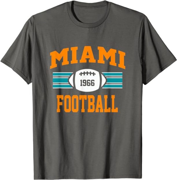 Miami Football Athletic Vintage Sports Team Fan Dark T-Shirt