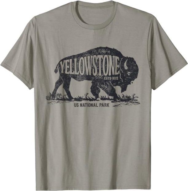 Yellowstone US National Park Bison Buffalo Vintage Men Women T-Shirt