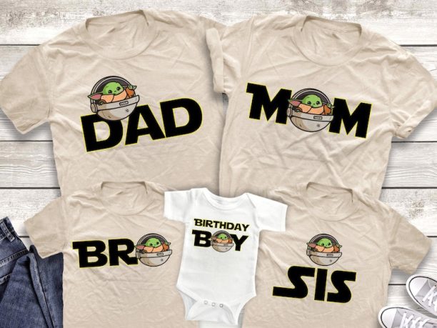 Baby Yoda Birthday Boy Shirts, Baby Yoda Shirts, Star Wars Birthday Party Family Shirts, Disney Birthday Shirts