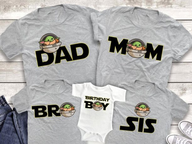 Baby Yoda Birthday Boy Shirts, Baby Yoda Shirts, Star Wars Birthday Party Family Shirts, Disney Birthday Shirts