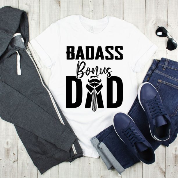 Badass Dad Shirt, Best Step Dad Gift Shirt For Step Dad Father’s Day, Funny Bonus Dad Gift