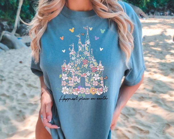 Valentine Day Disney Castle Floral Shirt, Vintage Disney Shirt