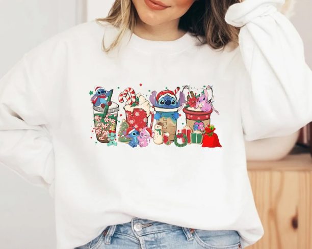 Cute Stitch and Angel Coffee Tea Sweater3