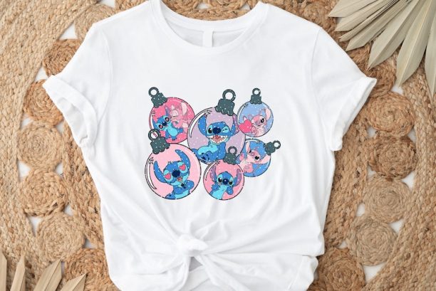 Disney Stitch Christmas Shirt, Disney Ornament Ball Tshirt, Christmas Crew, All Disney Characters Christmas Gift