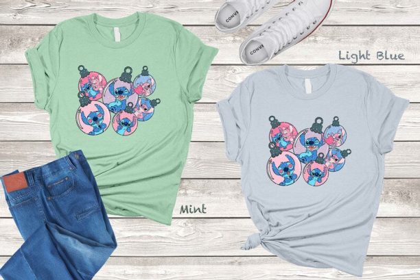 Disney Stitch Christmas Shirt, Disney Ornament Ball Tshirt, Christmas Crew, All Disney Characters Christmas Gift