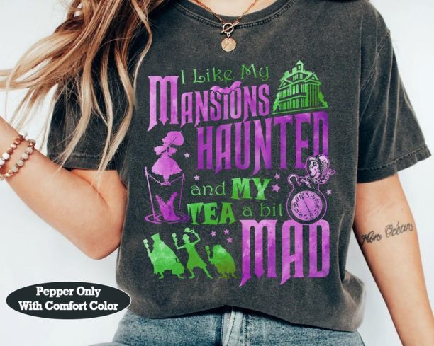 Disney Hitchhiking Ghosts Madame Leota Hatbox Ghost Shirt, Haunted Mansion Halloween Tee