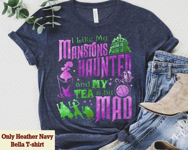 Disney Hitchhiking Ghosts Madame Leota Hatbox Ghost Shirt, Haunted Mansion Halloween Tee