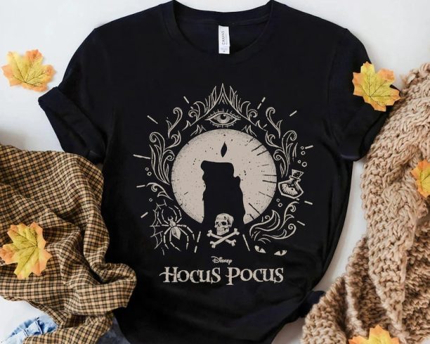 Disney Hocus Pocus Black Flame Retro Shirt, Disney Witch Sanderson Sisters Scary Movie Tee