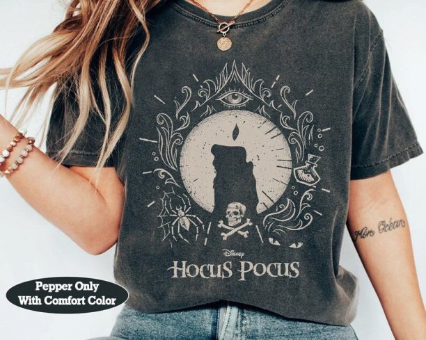 Disney Hocus Pocus Black Flame Retro Shirt, Disney Witch Sanderson Sisters Scary Movie Tee