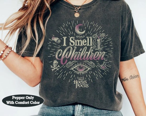 Disney Hocus Pocus I Smell Children Retro Shirt, Disney Witch Sanderson Sisters Scary Movie Tee