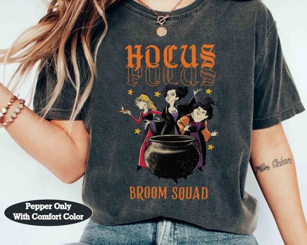 Disney Hocus Pocus Sanderson Sisters Broom Squad Shirt, Disney Witch Scary Movie Tee