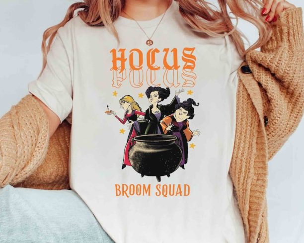 Disney Hocus Pocus Sanderson Sisters Broom Squad Shirt, Disney Witch Scary Movie Tee