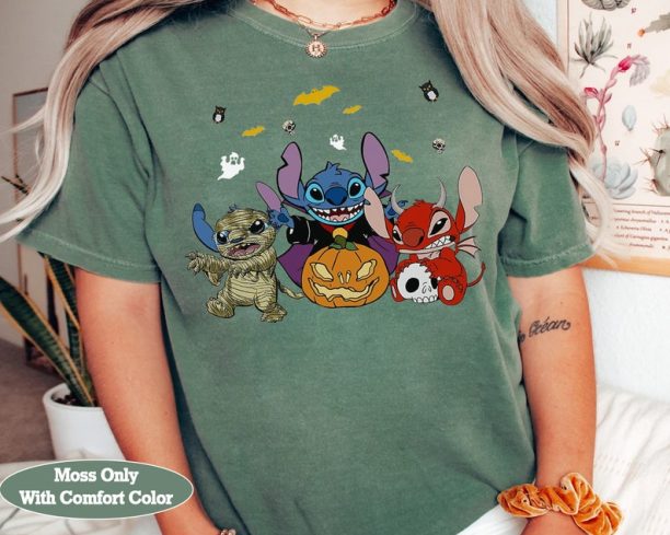 Disney Lilo & Stitch Halloween Stitch Pumpkin Mummy Costume Shirt, Mickey's Not So Scary Party Tee