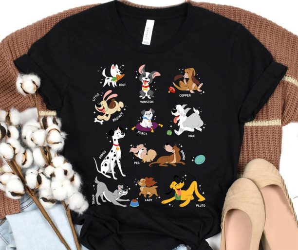 Disney Pets Movie Dogs Group Jumble T-Shirt, Disney Dogs Shirt, Disney Dog & Lovers