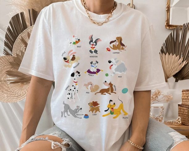 Disney Pets Movie Dogs Group Jumble T-Shirt, Disney Dogs Shirt, Disney Dog & Lovers