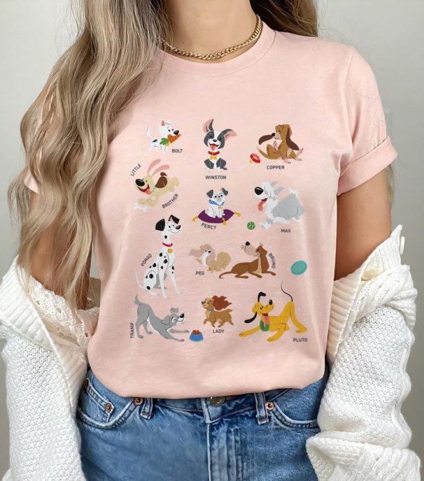 Disney Pets Movie Dogs Group Jumble T-Shirt, Disney Dogs Shirt, Disney Dog & Lovers